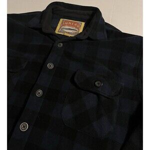 Juneau Long Sleeve Plaid Flannel Jacket Shirt Shacket LARGE Heavy Blue Black